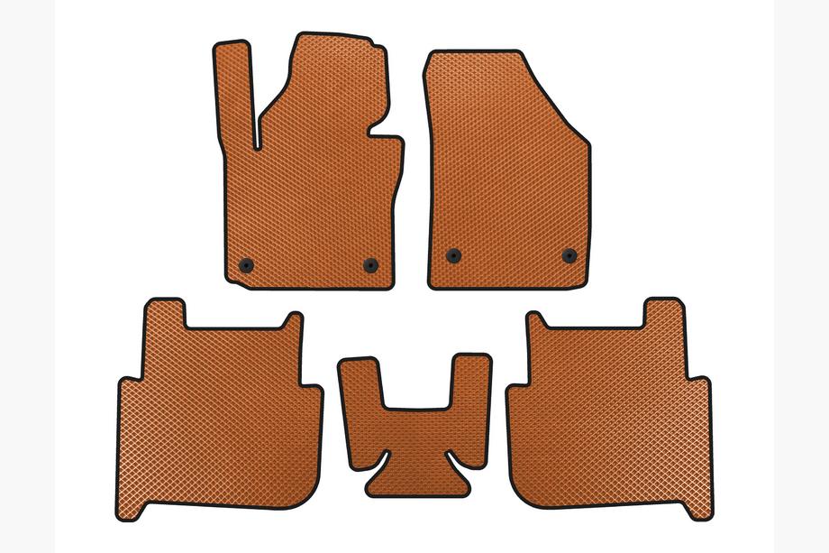 Volkswagen Touran 2003-2010 гг. Коврики EVA (2 ряда, 2006-2010, 7-местный, Оранжевые) Image