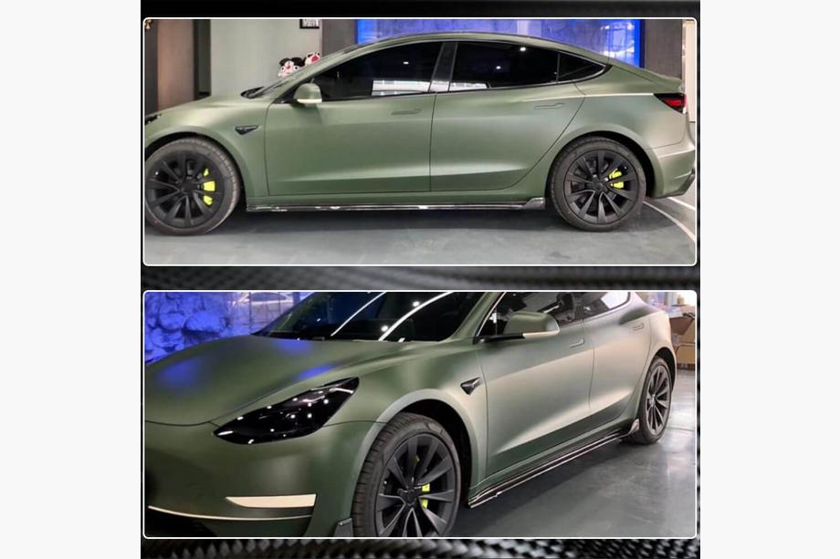 Tesla Model 3 2017- гг. Карбоновые накладки на пороги V2 (2016-2022) Фото 6