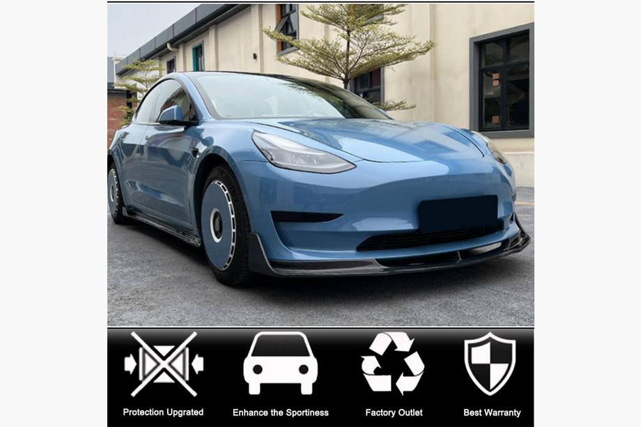 Tesla Model 3 2017- гг. Накладки на пороги V3 (2017-2023, Карбон) Фото 2