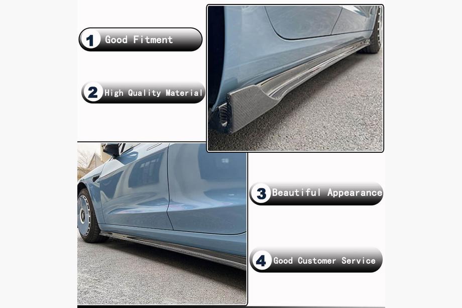 Tesla Model 3 2017- гг. Накладки на пороги V3 (2017-2023, Карбон) Фото 3
