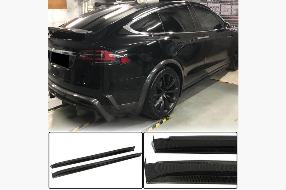 Tesla Model X 2015- гг. Карбоновые накладки на пороги V3 (2016-2020) Image
