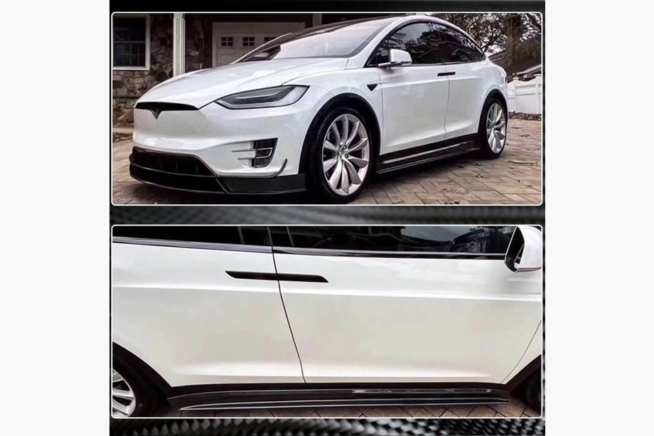 Tesla Model X 2015- гг. Карбоновые накладки на пороги V3 (2016-2020) Фото 4