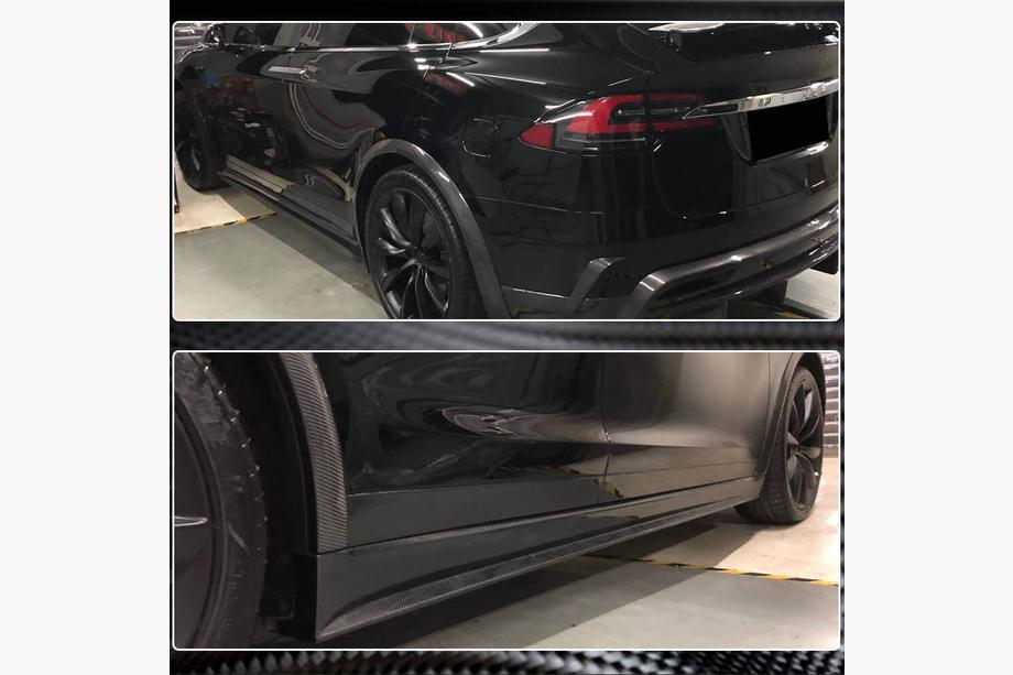 Tesla Model X 2015- гг. Карбоновые накладки на пороги V3 (2016-2020) Фото 5