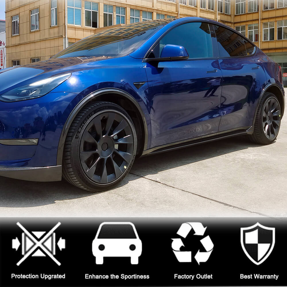 Накладки на пороги V2 (2020-2025, Карбон) для Tesla Model Y 2020- рр - фото 3