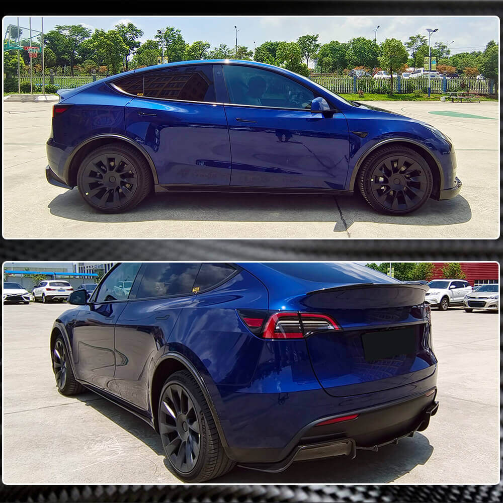 Накладки на пороги V2 (2020-2025, Карбон) для Tesla Model Y 2020- рр - фото 5