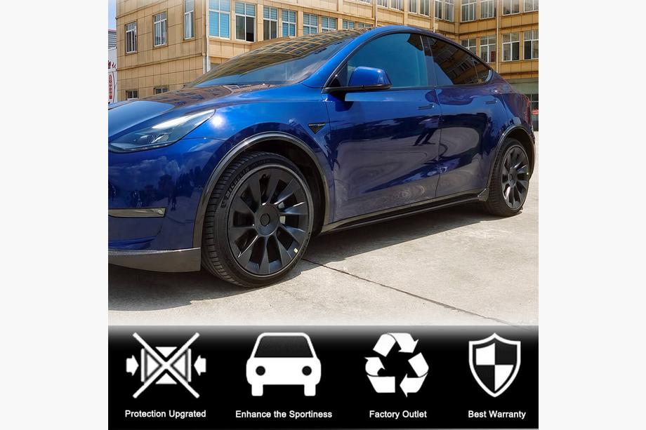 Tesla Model Y 2020- гг. Накладки на пороги V2 (2020-2025, Карбон) Фото 3