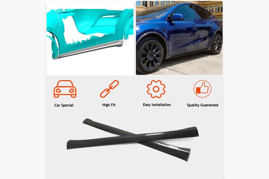 Tesla Model Y 2020- гг. Накладки на пороги Carbon V2 (2019+) Фото 2