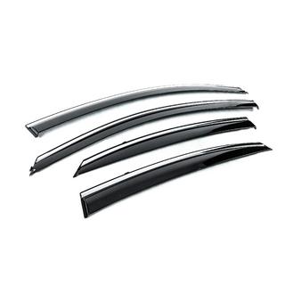 Ветровики с хромированным молдингом Niken Luxury (4 шт) Hyundai Accent 2017-2023 гг. фото 3