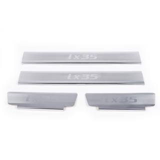 Накладки на пороги Carmos V2 (4 шт, нержавейка) Hyundai IX-35 2010-2015 гг. фото 2