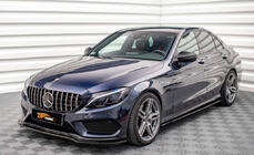 Mercedes C-сlass W205 2014-2021 гг. Передняя губа бампера DPT V2 (2014-2018, только для AMG-Line, черный глянец) фото 1