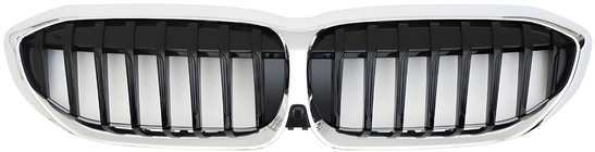 BMW 3 серия G20/G21 2018- гг. Ноздри 1 Полоса (2018-2022, Черный Глянец с Хромированной Окантовкой) фото 2