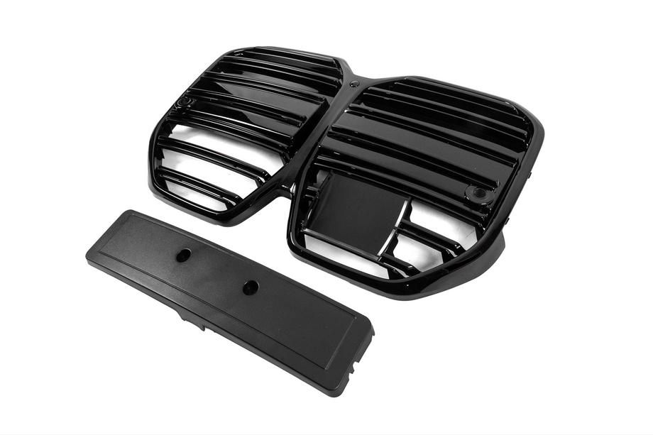 BMW 4 серия G22/23/26 2020- гг. Решетка радиатора Ноздри M-Look (для I4 G26, 2022+, Черный Глянец) Фото 4