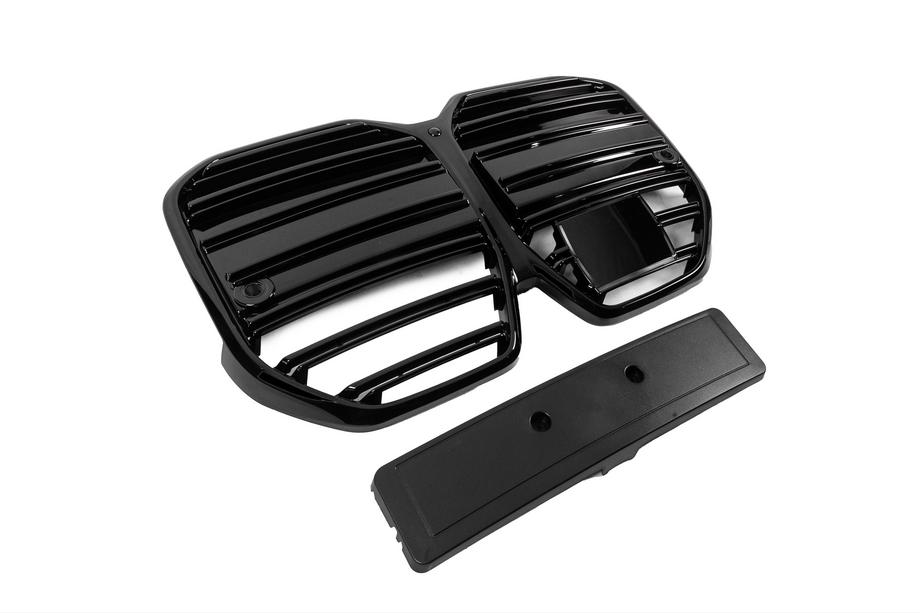 BMW 4 серия G22/23/26 2020- гг. Решетка радиатора Ноздри M-Look (для I4 G26, 2022+, Черный Глянец) Фото 5