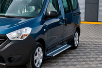 Renault Dokker 2013-2022 гг. Боковые пороги Allmond Grey (2 шт., алюминий) фото 1