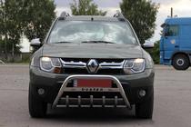 Dacia Duster 2008-2018 гг. Передняя защита с надписью WT004 (нержавейка) фото 5
