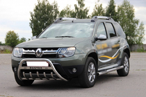 Dacia Duster 2008-2018 гг. Передняя защита с надписью WT004 (нержавейка) фото 3