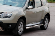 Renault Duster 2008-2017 гг. Боковые трубы с вставками (2 шт., нержавейка) фото 5