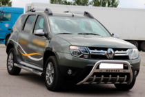 Renault Duster 2008-2017 гг. Боковые трубы с вставками (2 шт., нержавейка) фото 2