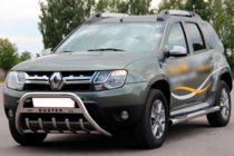 Renault Duster 2008-2017 гг. Боковые трубы с вставками (2 шт., нержавейка) фото 1