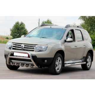 Боковые трубы с вставками (2 шт., нержавейка) Renault Duster 2008-2017 гг. фото 4