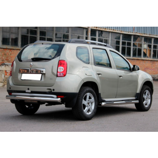 Боковые трубы с вставками (2 шт., нержавейка) Renault Duster 2008-2017 гг. фото 3