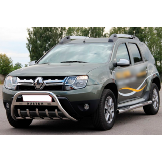 Боковые трубы с вставками (2 шт., нержавейка) Renault Duster 2008-2017 гг. фото 1