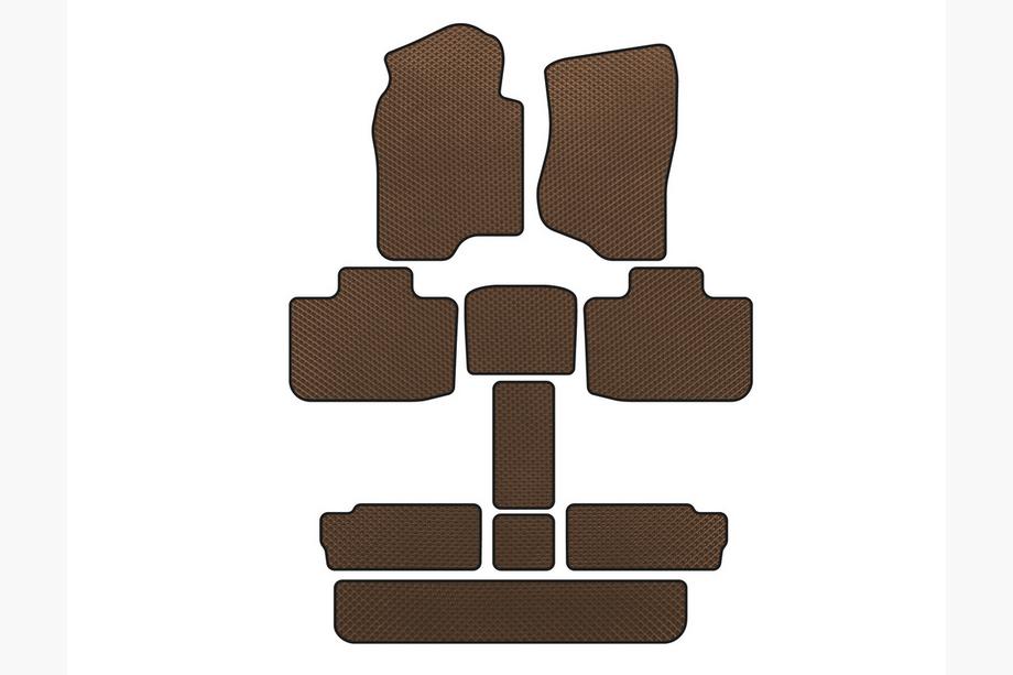 Cadillac Escalade 2007-2014 гг. Коврики EVA (3 ряда, Коричневые) Image
