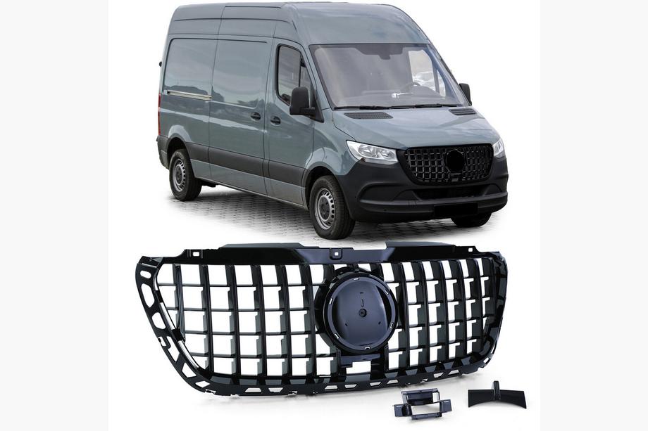 Mercedes Sprinter W907/W910 2018- гг. Передняя Решетка Panamericana GT Panamericana Черная Premium Image