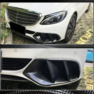 Карбоновые Накладки на Противотуманные Фары (для SD Base 2015-2019) Mercedes C-class W205 2014-2021 гг. фото 3
