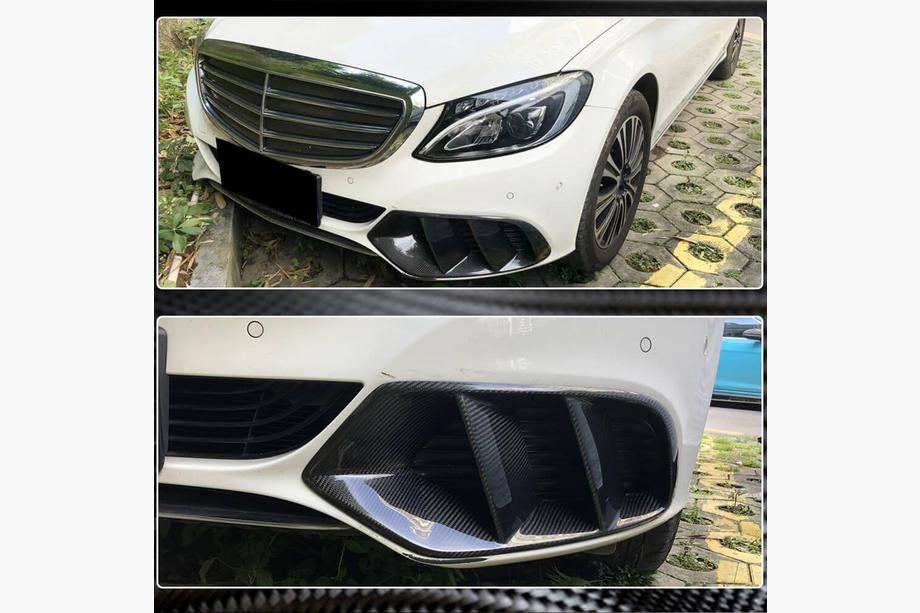 Mercedes C-class W205 2014-2021 гг. Карбоновые Накладки на Противотуманные Фары (для SD Base 2015-2019) Фото 3