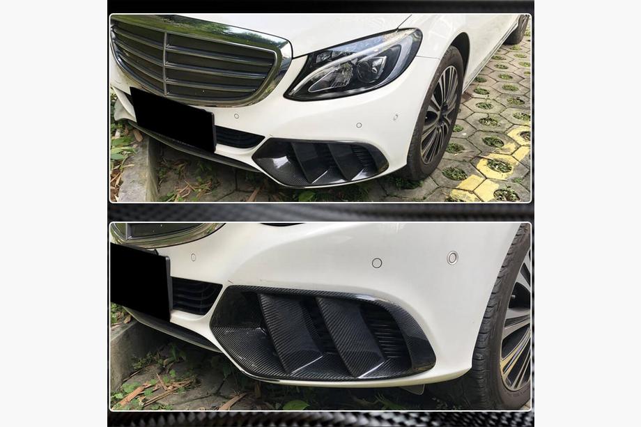 Mercedes C-class W205 2014-2021 гг. Карбоновые Накладки на Противотуманные Фары (для SD Base 2015-2019) Фото 4