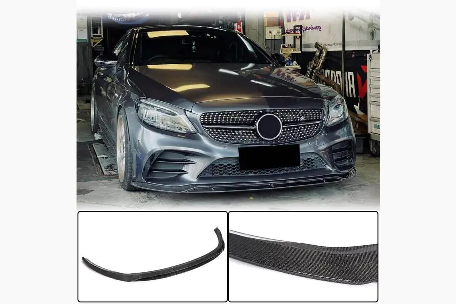Mercedes C-class W205 2014-2021 гг. Накладка на Передний Бампер Lip (2019-2021, Карбон) Фото 1