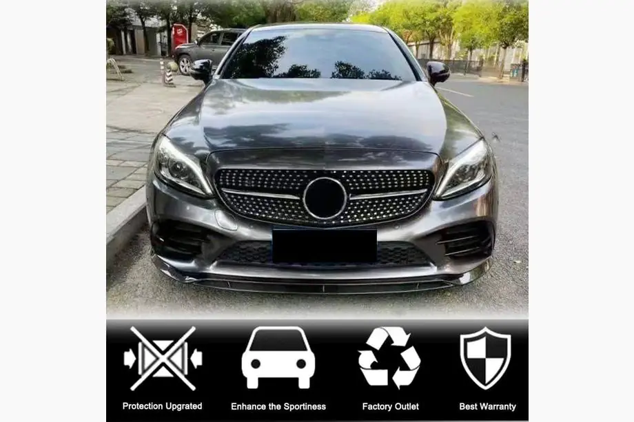Mercedes C-class W205 2014-2021 гг. Накладка на Передний Бампер Lip (2019-2021, Карбон) Фото 3