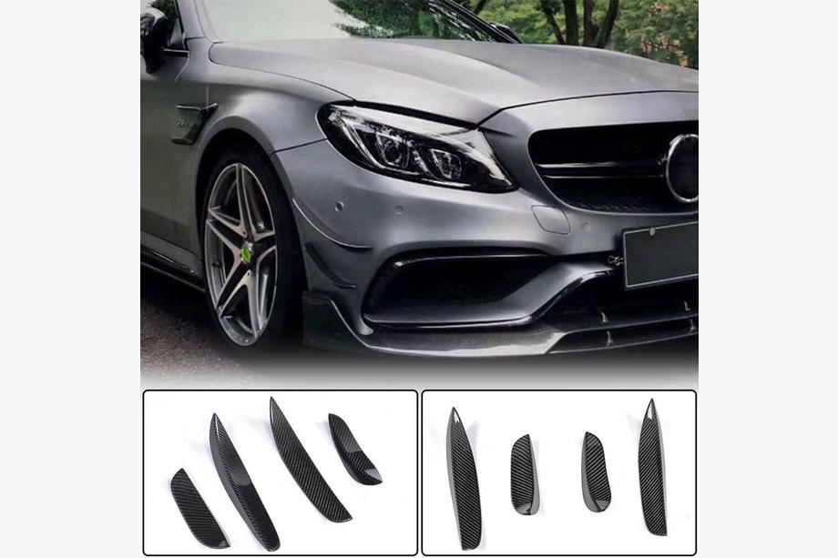Mercedes C-class W205 2014-2021 гг. Карбоновые Накладки на Передний Бампер для C63 AMG 2015-2019 Фото 2