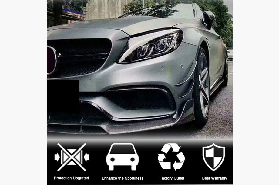 Mercedes C-class W205 2014-2021 гг. Карбоновые Накладки на Передний Бампер для C63 AMG 2015-2019 Фото 3