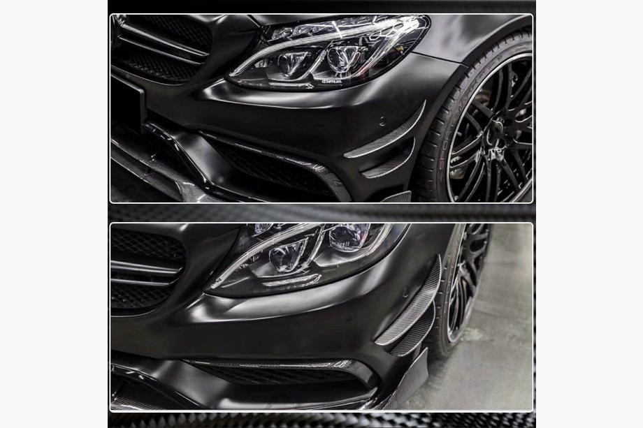 Mercedes C-class W205 2014-2021 гг. Карбоновые Накладки на Передний Бампер для C63 AMG 2015-2019 Фото 5