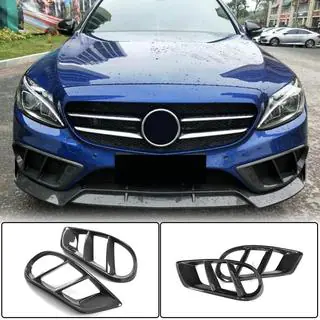 Карбоновые накладки на противотуманные фары для C43 AMG 2015-2019 Mercedes C-class W205 2014-2021 гг. фото 1