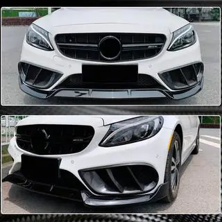 Карбоновые накладки на противотуманные фары для C43 AMG 2015-2019 Mercedes C-class W205 2014-2021 гг. фото 4
