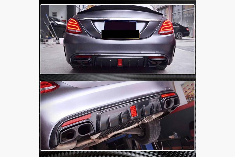 Mercedes C-сlass W205 2014-2021 гг. Диффузор заднего бампера V2 для SD C43/C63 AMG 2015-2019 Карбон Image