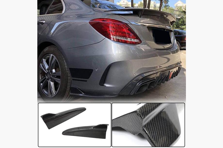Mercedes C-сlass W205 2014-2021 гг. Флап накладки на задний бампер для SD C43/C63 AMG 2015-2019 Карбон Image