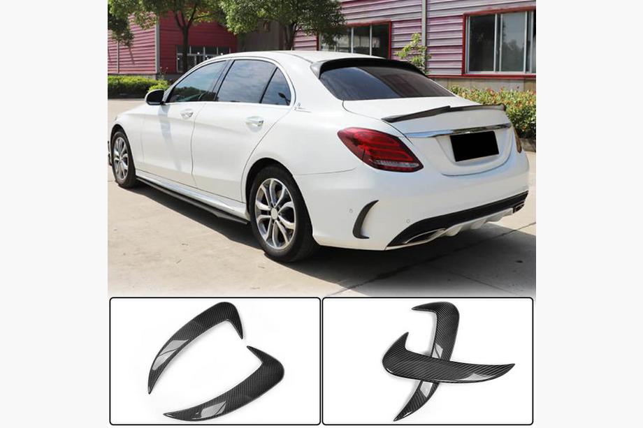Mercedes C-сlass W205 2014-2021 гг. Накладки на задний бампер для SD C43/C63 AMG 2015-2019 Карбон Image