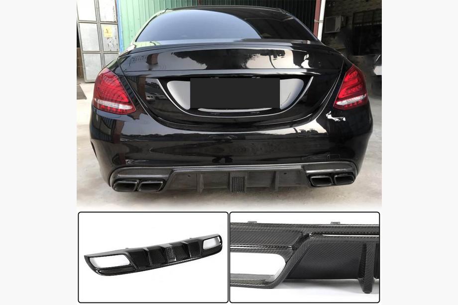 Mercedes C-сlass W205 2014-2021 гг. Диффузор заднего бампера V3 для SD C43/C63 AMG 2015-2019 Карбон Image
