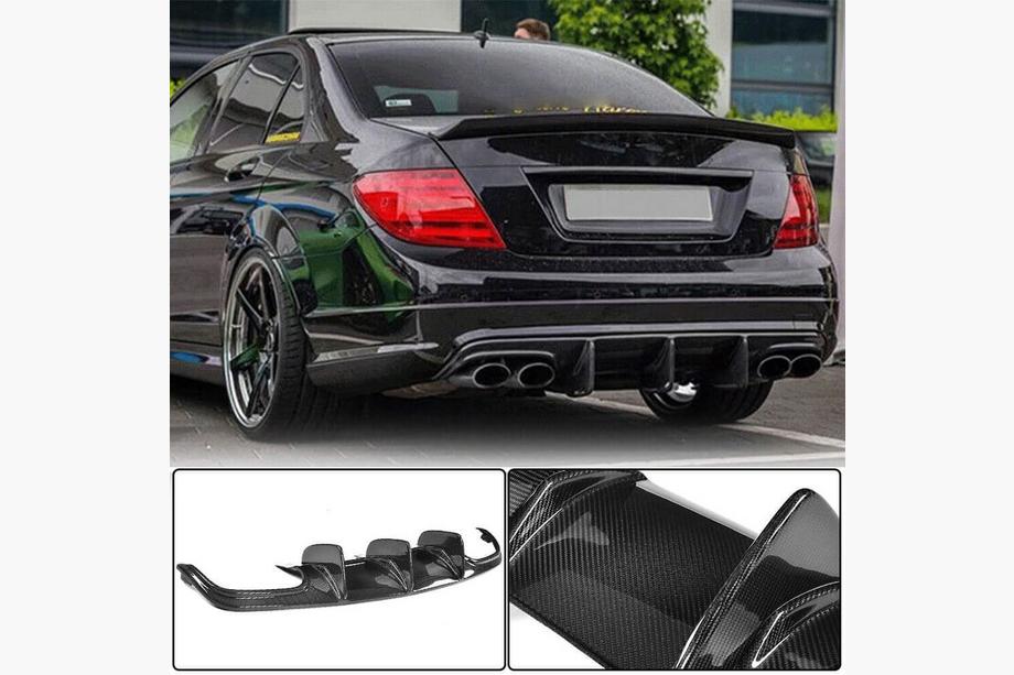 Mercedes C-class W204 2007-2015 гг. Диффузор заднего бампера V1 для AMG SD 2008-2011, Карбон Фото 2