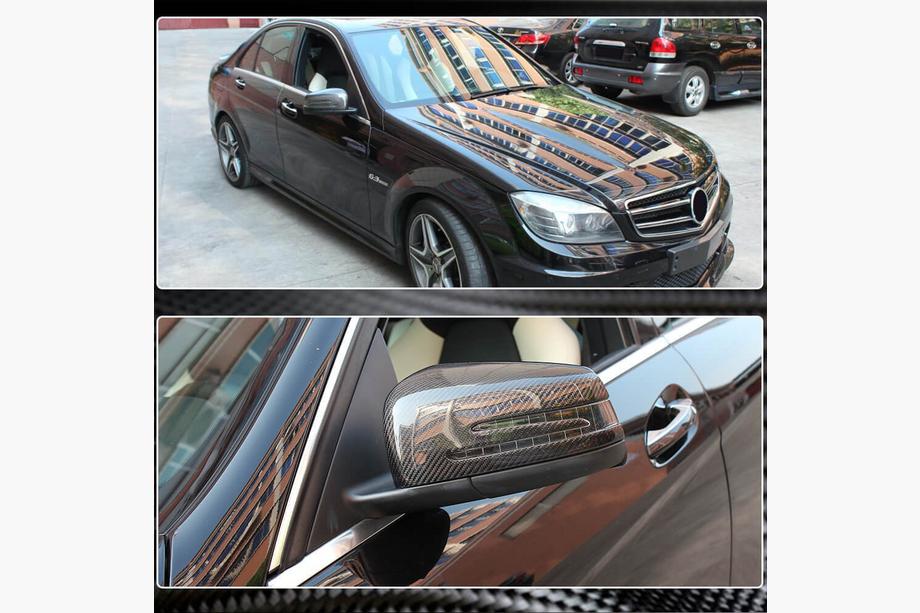 Mercedes C-class W204 2007-2015 гг. Накладки на Зеркала Карбон Фото 4