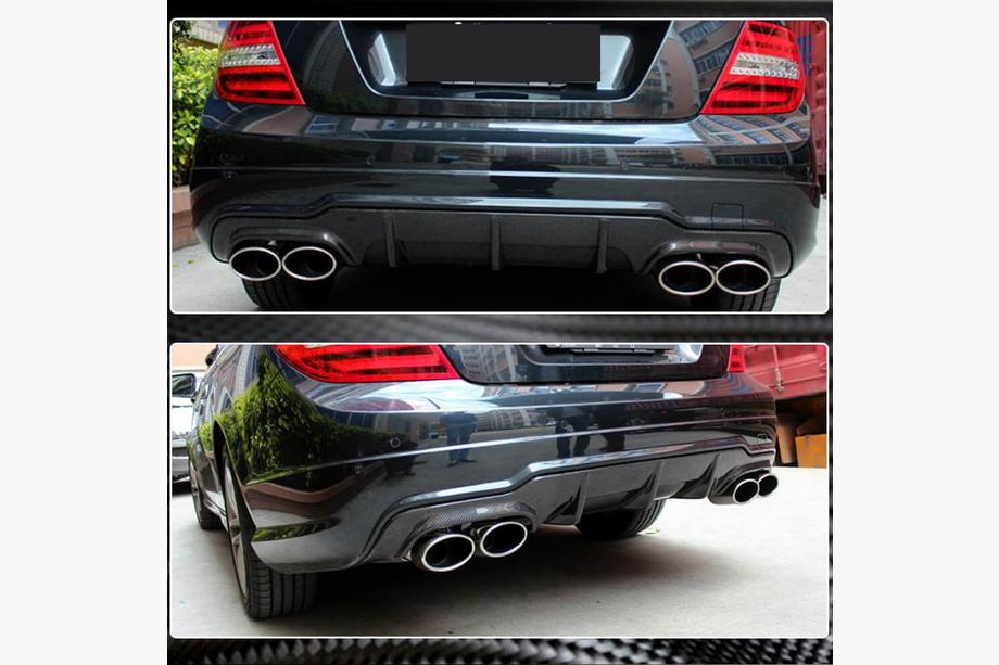 Mercedes C-class W204 2007-2015 гг. Диффузор заднего бампера V1 для AMG SD/Coupe 2012-2014 Карбон Фото 3
