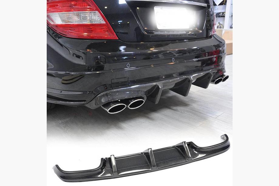 Mercedes C-class W204 2007-2015 гг. Диффузор заднего бампера V2 (для AMG SD 2008-2011, Карбон) Image