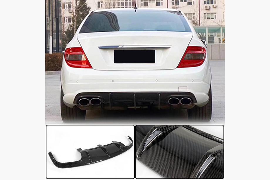 Mercedes C-class W204 2007-2015 гг. Диффузор заднего бампера V3 для AMG SD 2008-2011 Карбон Image