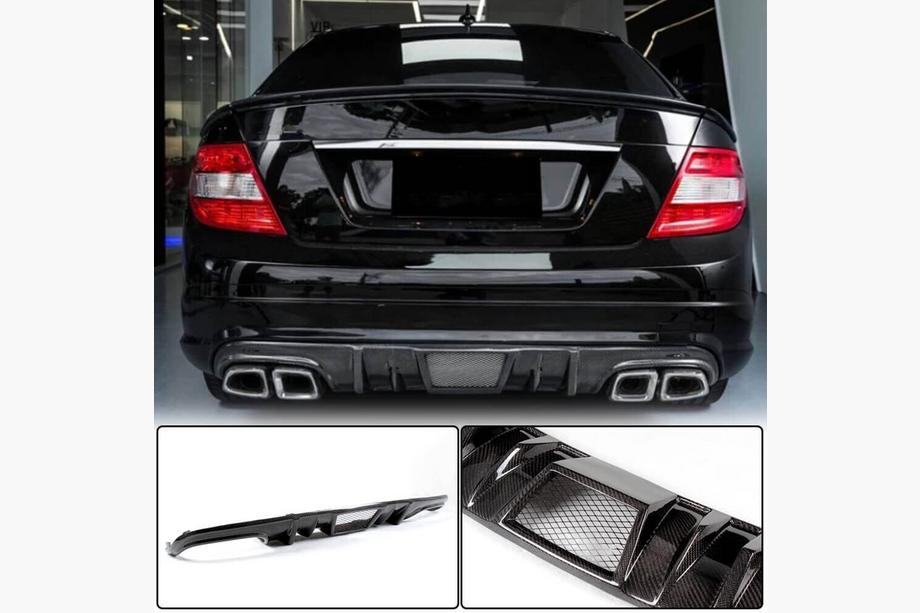 Mercedes C-class W204 2007-2015 гг. Диффузор заднего бампера V4 (для AMG SD 2008-2011, Карбон) Image