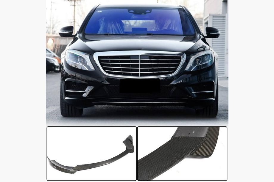 Mercedes S-сlass W222 2013-2022 гг. Накладка на передний бампер Lip (для AMG-Line 2014-2017, Карбон) Image
