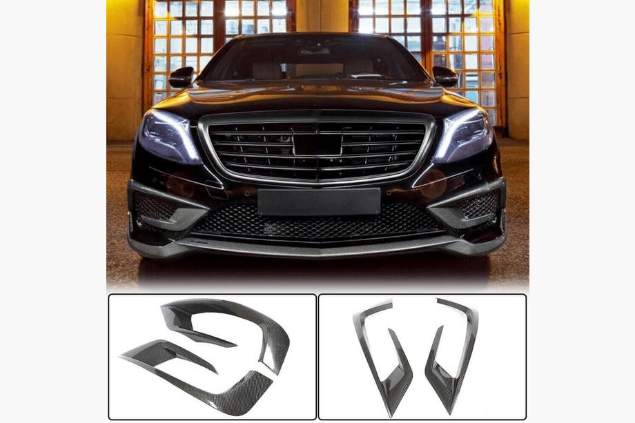 Mercedes S-сlass W222 2013-2022 гг. Накладки на передний бампер V1 для S63 AMG 2014-2017 Карбон Image